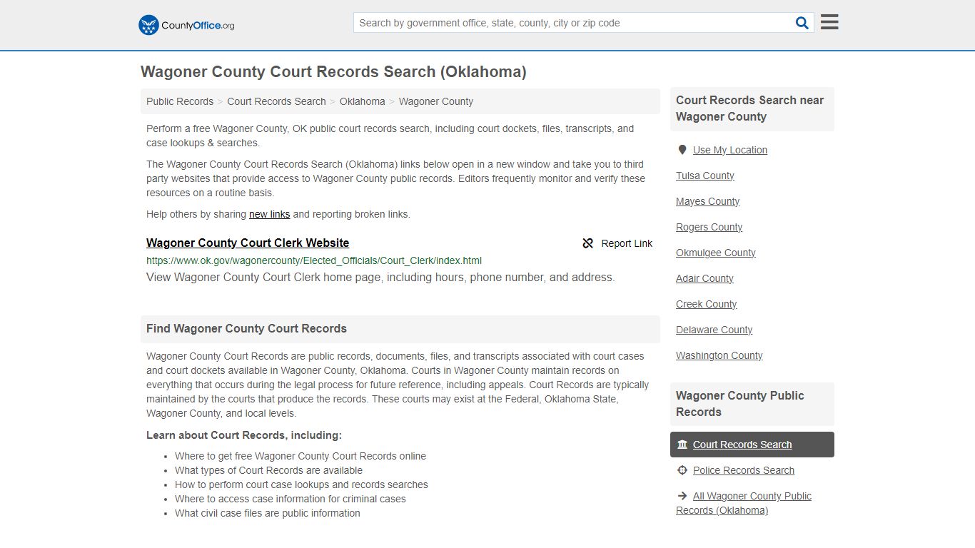 Wagoner County Court Records Search (Oklahoma) - County Office